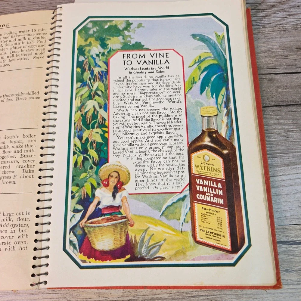 Vintage 1936 Watkins Cook Book Spiral Bound Retro Recipes JR Watkins Co Winona